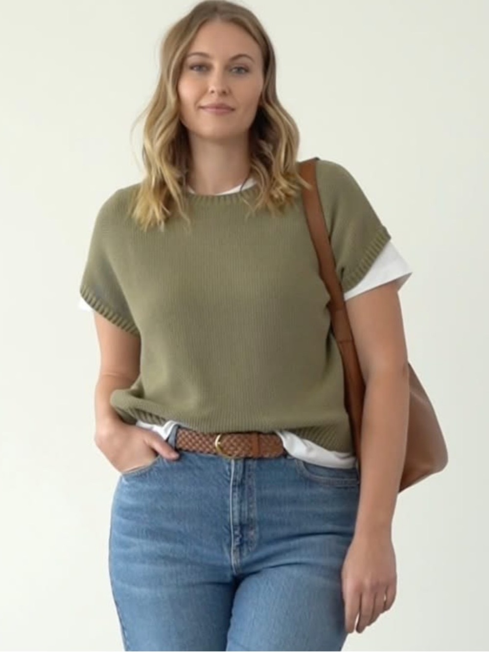 Olive Knit Extended Sleeve Sweater Top